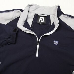 FootJoy Windbreaker Jacket Mens M Blue Gray Quarter Zip Golf Sommerset Hills CC